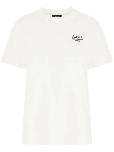 Apc Logo Embroidered Organic Cotton T-shirt In White Dark Navy