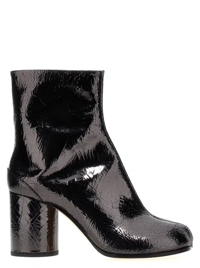 Apc Tabi Broken Mirror Ankle Boots In Faux Noir