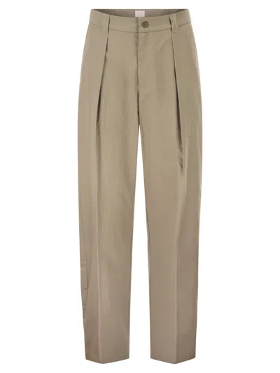A.p.c. Tailored Cotton Trousers With Pleats In Neutral