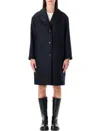 Apc Tailored Minimalist Mid-thigh Coat With Structured Collar In Blue