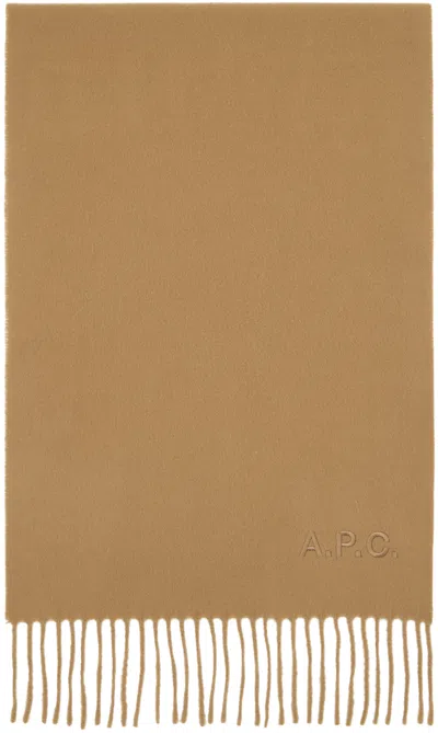Apc Tan Ambroise Embroidered Scarf In Cab Camel