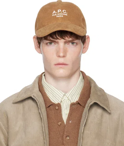 Apc Tan Charlie 'rue Madame' Baseball Cap In Brown
