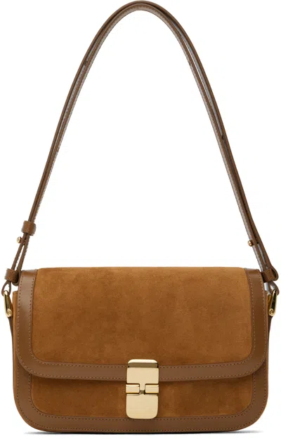 Apc Tan Grace Baguette Bag In Cac Marron