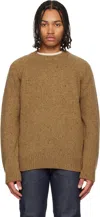 Apc Harris Flecked Virgin Wool Sweater In Brown