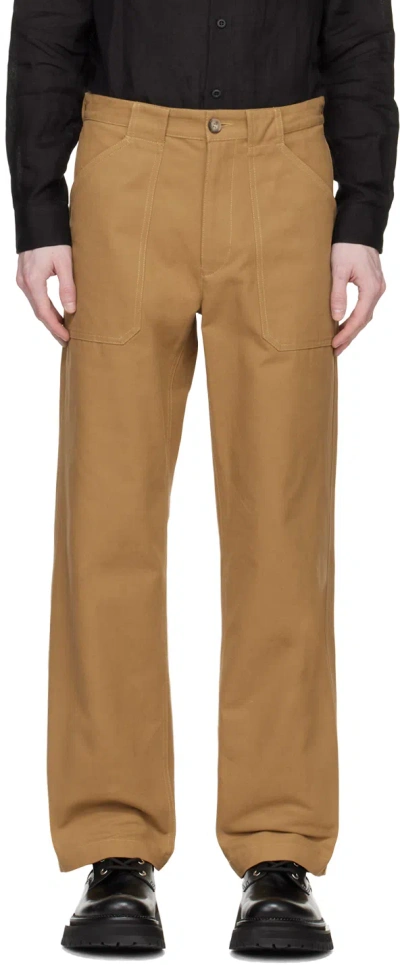 Apc Sidney Straight-leg Cotton Trousers In Caramel