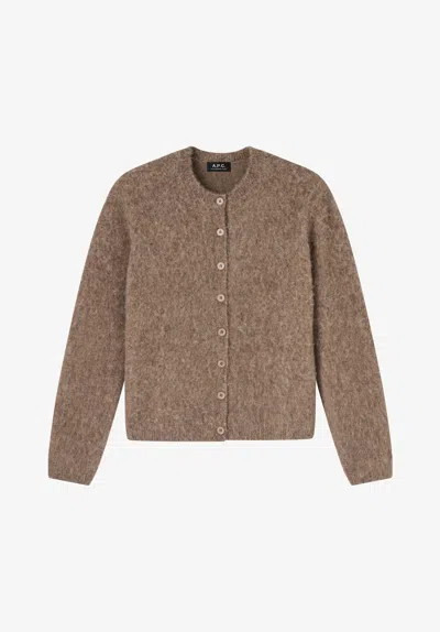 A.p.c. Taupe Alpaca Wool Cardigan Xs Bae In Bae - Gray-beige