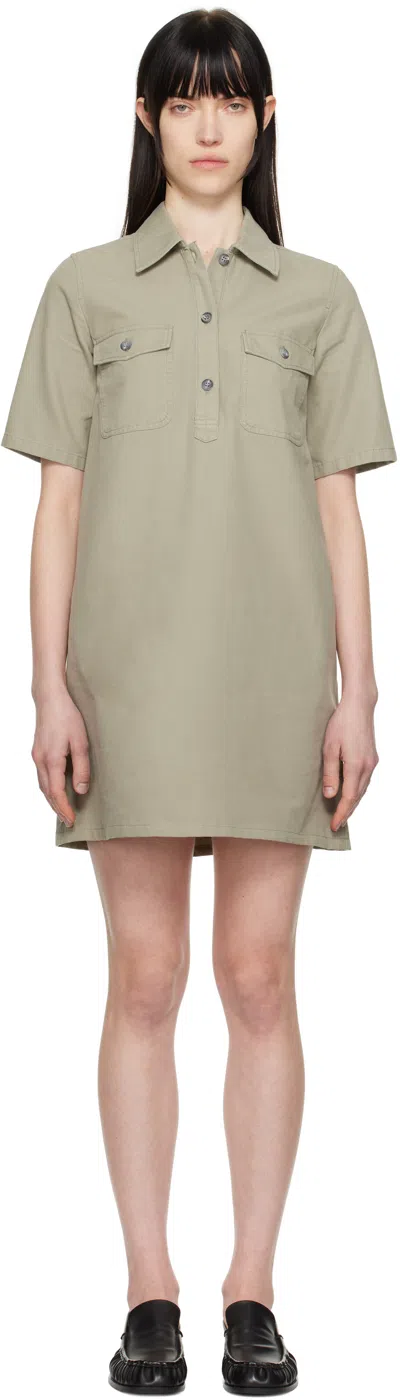 Apc Taupe Selia Minidress In Kae Gray Green