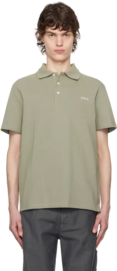 Apc Taupe Standard Polo In Kae Gray Green