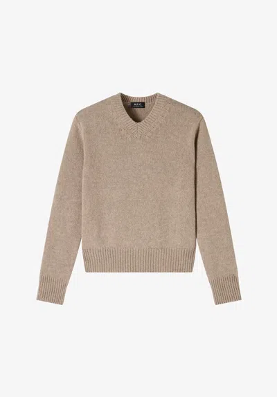 A.p.c. Taupe Sweater In Recycled Wool Xs Bae In Bae - Gray-beige