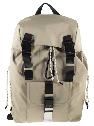 A.p.c. Technical Nylon Backpack With Flap Closure In Blue