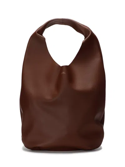 Apc A.p.c. Textured Brown Leather Shoulder Bag