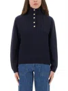 Apc A.p.c. Thea Wool Turtle Neck Sweater In Blue