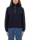 Apc A.p.c. Thea Wool Turtle Neck Sweater In Blue