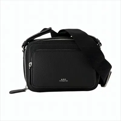 Apc Textured Calf Leather Crossbody Bag In Black
