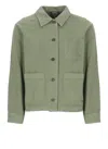Apc A.p.c. Textured Cotton Shirt With Classic Collar In Green