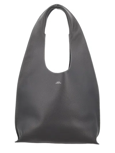 A.p.c. Textured Cowhide Tote Bag With Integrated Handles In Grey