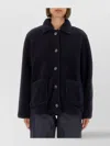 Apc Textured Fabric Coat Featuring Patch Pockets In Blue