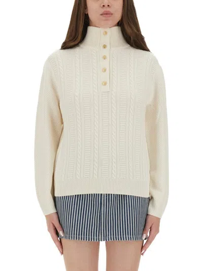 APC TEXTURED KNIT HIGH COLLAR SHIRT WITH RIBBED DETAILING