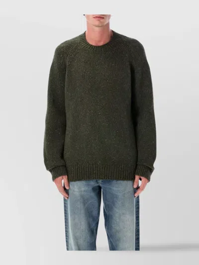 Apc Textured Knit Sweater Raglan Sleeves In Green