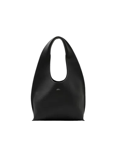 A.p.c. Textured Leather Shoulder Bag With Stud Detailing In Black