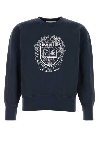 Apc A.p.c. X Marc Jacobs Long-sleeved Crewneck Sweatshirt In Blue
