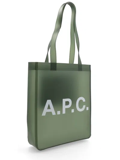 A.p.c. Thermoplastic Polyurethane Tote Bag In Green