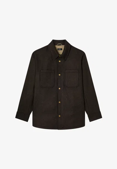 A.p.c. Thick Heather Brown Wool Jacket Xs Pca In Pca - Brown