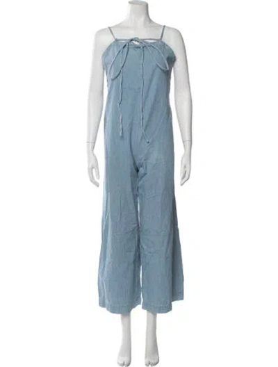 Pre-owned A.p.c. Tie Neck Jumpsuit In Blue