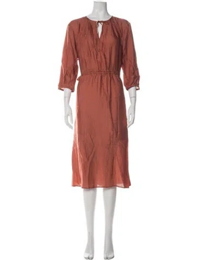 Pre-owned A.p.c. Tie Neck Midi Length Dress W/ Tags In Brown