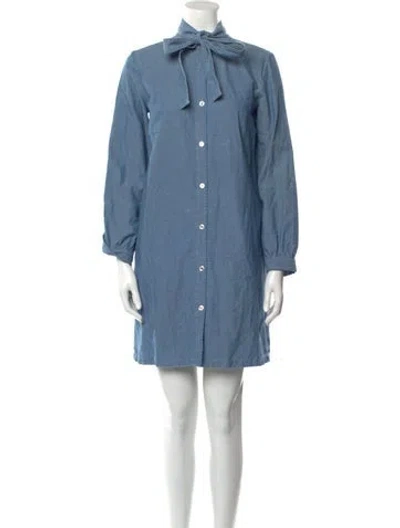 Pre-owned Apc Tie Neck Mini Dress In Blue