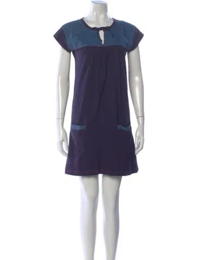 Pre-owned A.p.c. Tie Neck Mini Dress In Blue