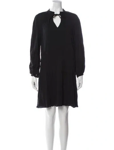 Pre-owned A.p.c. Tie Neck Mini Dress In Blue