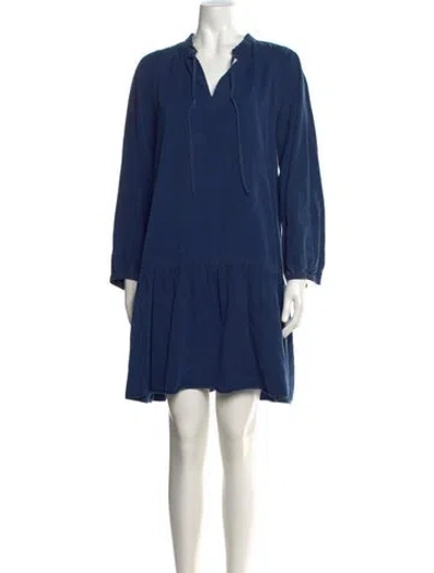 Pre-owned A.p.c. Tie Neck Mini Dress In Blue