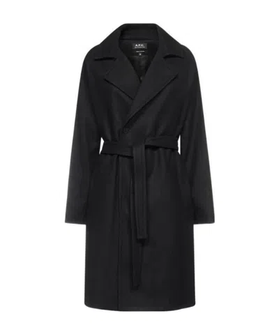 Apc Tied-waist Coat In Black