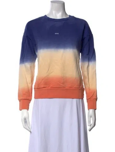 Pre-owned A.p.c. Tie-dye Print Crew Neck Sweatshirt In Blue