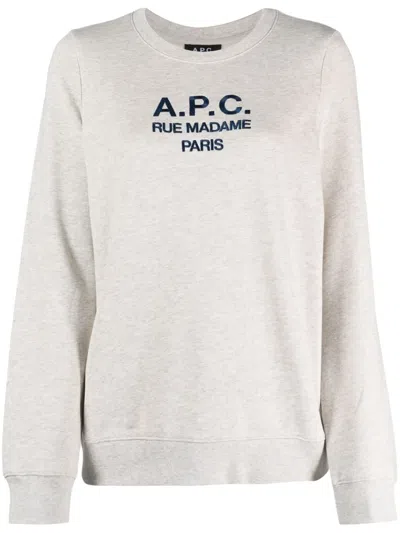 Apc Logo-print Cotton Sweatshirt In Neutrals