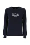 APC BLUE TINA SWEATSHIRT IN FLEECE COTTON WITH LOGO EMBROIDERY TO THE CHEST A.P.C. WOMAN