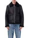 Apc Bomber Jacket With Shearling Collar And Cuffs In Black