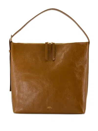 Apc Top-handle Zip Shoulder Bag In Brown