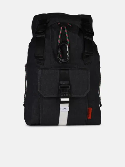 Apc 'topologie' Blue Cotton Backpack In Black