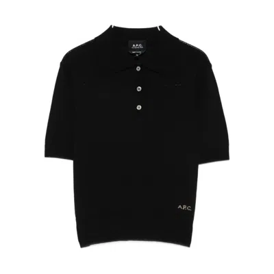 Apc Short-sleeved Polo Shirt In Black