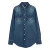 Apc Long-sleeved Denim Shirt In Blue