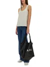 A.p.c. Grey Solid Scoop Neck Top In White