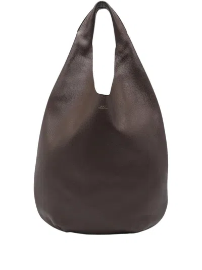 Apc Tote Bag In High-quality Grained Leather In Brown