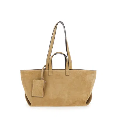 A.p.c. Tote Bag Le Drummer Suede And Smooth Leather With Beige Leather Handles For In Sand
