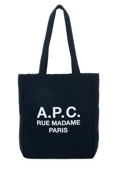 APC A.P.C. NAVY BLUE CANVAS LOU RUE MADAME SHOPPING BAG