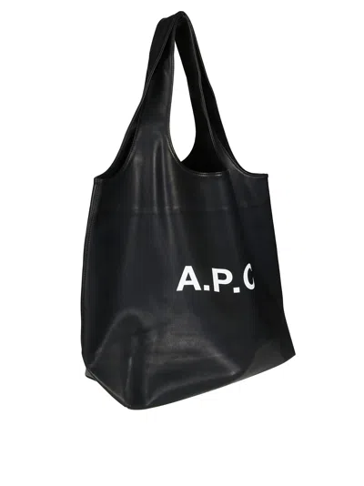 A.p.c. Tote Ninon Glossy Tote Bag In Black