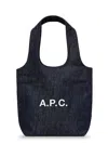Apc Tote Ninon Small Denim Shopping Bag In Blue