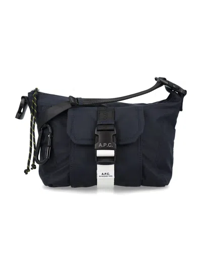 Apc A.p.c. Treck Shoulder Bag With Front Flap Pocket In Blue