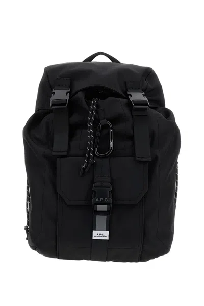 A.p.c. Trek 2.0 Backpack With Flap Closure And Padded Support In Black